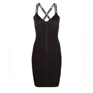 Off-White Black Criss-Cross Logo Strap dress